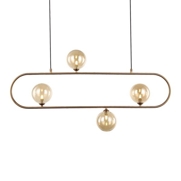 Lustre Pendente Dourado Cadre Para Sala De Jantar - 4 Globos