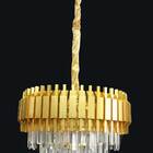 Lustre Pendente Dourado Com Cristais 50cm 7e14