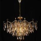 Lustre Pendente Dourado Com Cristais Âmbar 9e14 78cm