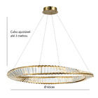 Lustre Pendente Dourado E Cristal Led 50w 3000k Vougue 60cm B
