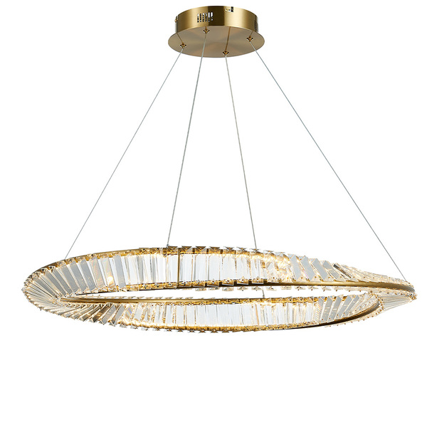 Lustre Pendente Dourado E Cristal Led 65w 3000k Vougue 80cm B