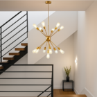Lustre Pendente Dourado Moderno Átomo Sputnik Retrô Luxo Sala