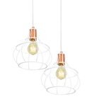 Lustre Pendente Duplo Aladim Aramado Branco Com Cobre