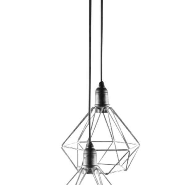 Lustre Pendente Duplo Aramado Diamante Pequeno Várias Cores (