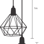 Lustre Pendente Duplo Aramado Diamante Pequeno Várias Cores (