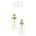 Lustre Pendente Duplo Château Cilindrico Vidro Branco Gold