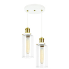Lustre Pendente Duplo Château Cilindrico Vidro Branco Gold