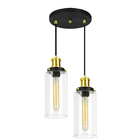 Lustre Pendente Duplo Château Cilindrico Vidro Preto Gold