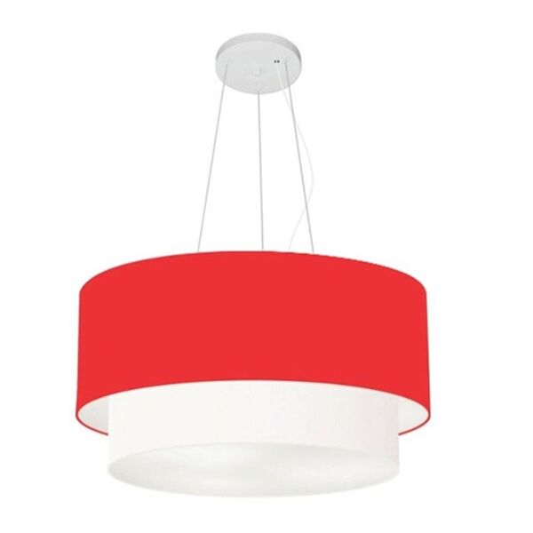 Lustre Pendente Duplo Cilíndrico Vivare Md-4061 Cúpula Tecido