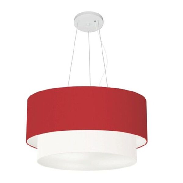 Lustre Pendente Duplo Cilíndrico Vivare Md-4061 Cúpula Tecido