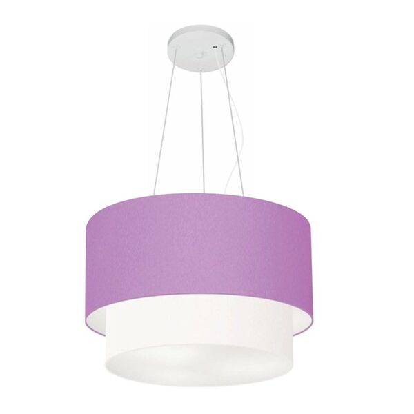Lustre Pendente Duplo Cilíndrico Vivare Md-4158 Cúpula Tecido