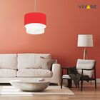 Lustre Pendente Duplo Cilíndrico Vivare Md-4159 Cúpula Tecido