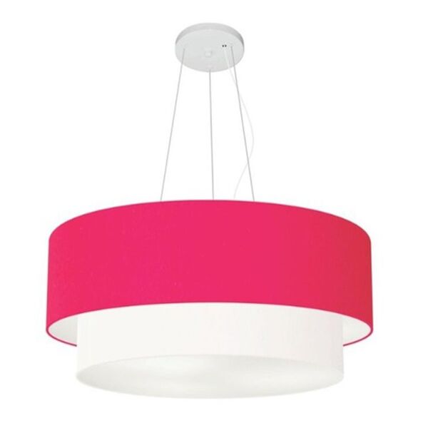 Lustre Pendente Duplo Cilíndrico Vivare Md-4179 Cúpula Tecido