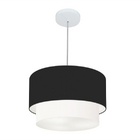 Lustre Pendente Duplo Cilíndrico Vivare Md-4350 Cúpula Tecido