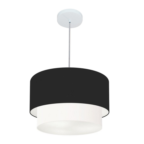 Lustre Pendente Duplo Cilíndrico Vivare Md-4350 Cúpula Tecido