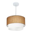 Lustre Pendente Duplo Cilíndrico Vivare Md-4350 Cúpula Tecido
