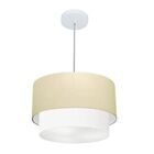 Lustre Pendente Duplo Cilíndrico Vivare Md-4350 Cúpula Tecido