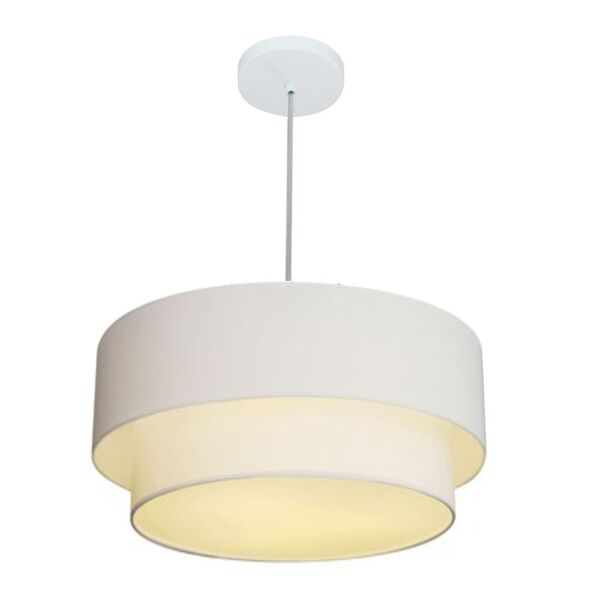 Lustre Pendente Duplo Cilíndrico Vivare Md-4351 Cúpula Tecido