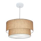 Lustre Pendente Duplo Cilíndrico Vivare Md-4351 Cúpula Tecido
