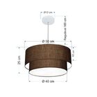 Lustre Pendente Duplo Cilíndrico Vivare Md-4351 Cúpula Tecido