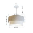 Lustre Pendente Duplo Cilíndrico Vivare Md-4351 Cúpula Tecido