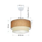 Lustre Pendente Duplo Cilíndrico Vivare Md-4352 Cúpula Tecido