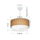 Lustre Pendente Duplo Cilíndrico Vivare Md-4352 Cúpula Tecido