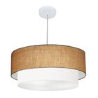 Lustre Pendente Duplo Cilíndrico Vivare Md-4352 Cúpula Tecido