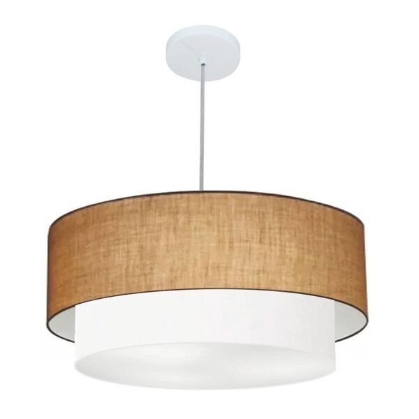 Lustre Pendente Duplo Cilíndrico Vivare Md-4352 Cúpula Tecido