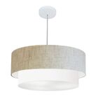 Lustre Pendente Duplo Cilíndrico Vivare Md-4352 Cúpula Tecido