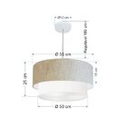 Lustre Pendente Duplo Cilíndrico Vivare Md-4352 Cúpula Tecido