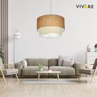 Lustre Pendente Duplo Cilíndrico Vivare Md-4353 Cúpula Tecido