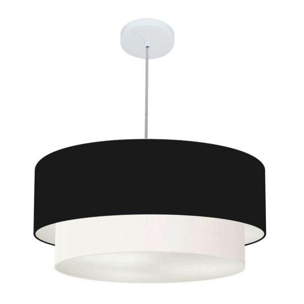 Lustre Pendente Duplo Cilíndrico Vivare Md-4353 Cúpula Tecido