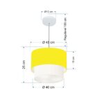 Lustre Pendente Duplo Cilíndrico Vivare Md-4354 Cúpula Tecido