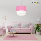 Lustre Pendente Duplo Cilíndrico Vivare Md-4354 Cúpula Tecido