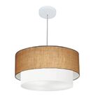 Lustre Pendente Duplo Cilíndrico Vivare Md-4355 Cúpula Tecido