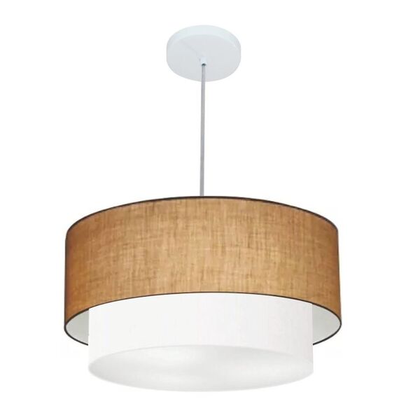 Lustre Pendente Duplo Cilíndrico Vivare Md-4355 Cúpula Tecido
