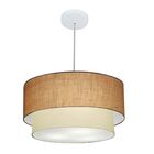 Lustre Pendente Duplo Cilíndrico Vivare Md-4355 Cúpula Tecido