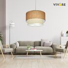 Lustre Pendente Duplo Cilíndrico Vivare Md-4355 Cúpula Tecido