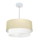 Lustre Pendente Duplo Cilíndrico Vivare Md-4355 Cúpula Tecido