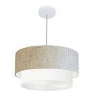 Lustre Pendente Duplo Cilíndrico Vivare Md-4355 Cúpula Tecido
