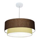 Lustre Pendente Duplo Cilíndrico Vivare Md-4356 Cúpula Tecido