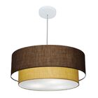 Lustre Pendente Duplo Cilíndrico Vivare Md-4357 Cúpula Tecido