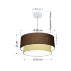 Lustre Pendente Duplo Cilíndrico Vivare Md-4357 Cúpula Tecido