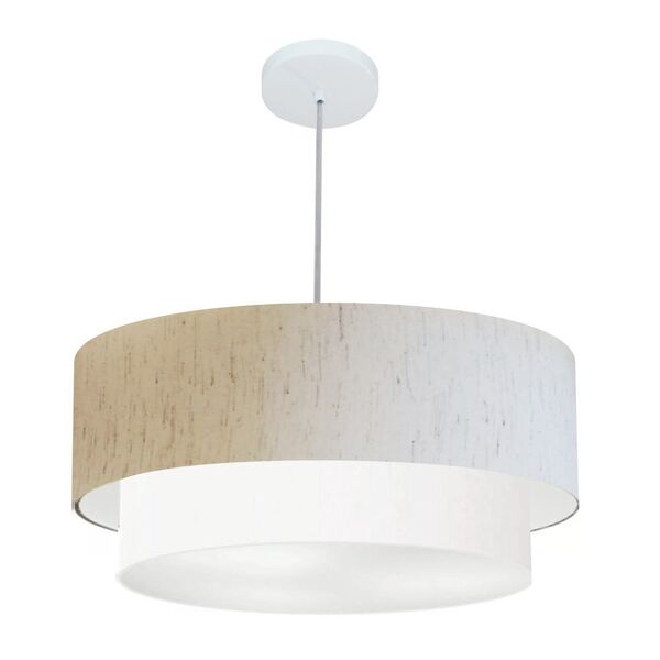 Lustre Pendente Duplo Cilíndrico Vivare Md-4357 Cúpula Tecido