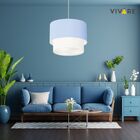 Lustre Pendente Duplo Cilíndrico Vivare Md-4369 Cúpula Tecido