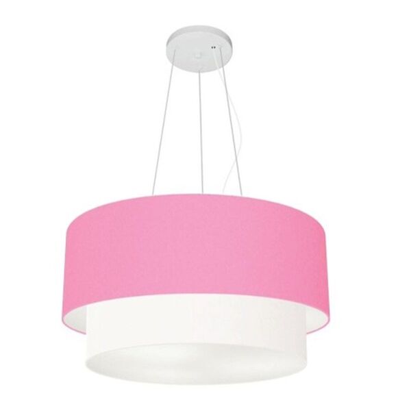 Lustre Pendente Duplo Cilíndrico Vivare Md-4369 Cúpula Tecido