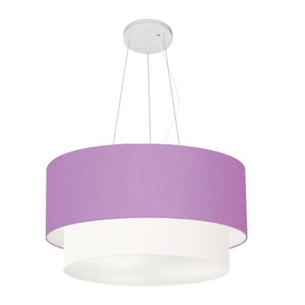 Lustre Pendente Duplo Cilíndrico Vivare Md-4369 Cúpula Tecido