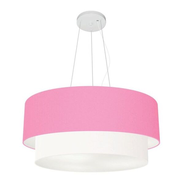 Lustre Pendente Duplo Cilíndrico Vivare Md-4370 Cúpula Tecido