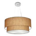Lustre Pendente Duplo Cilíndrico Vivare Md-4371 Cúpula Tecido